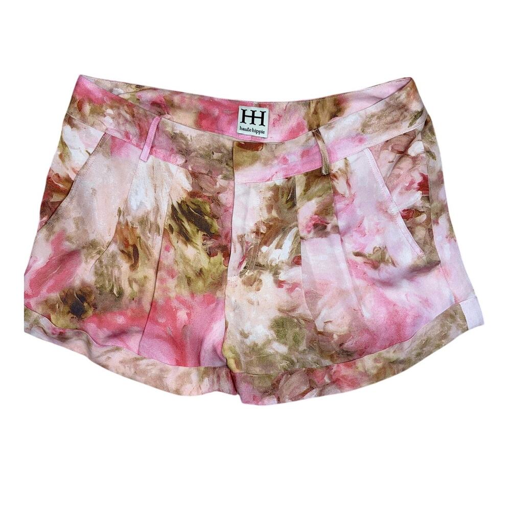 Haute Hippie Silk Pink & Tan water color Shorts size 4 / 6? ? EUC